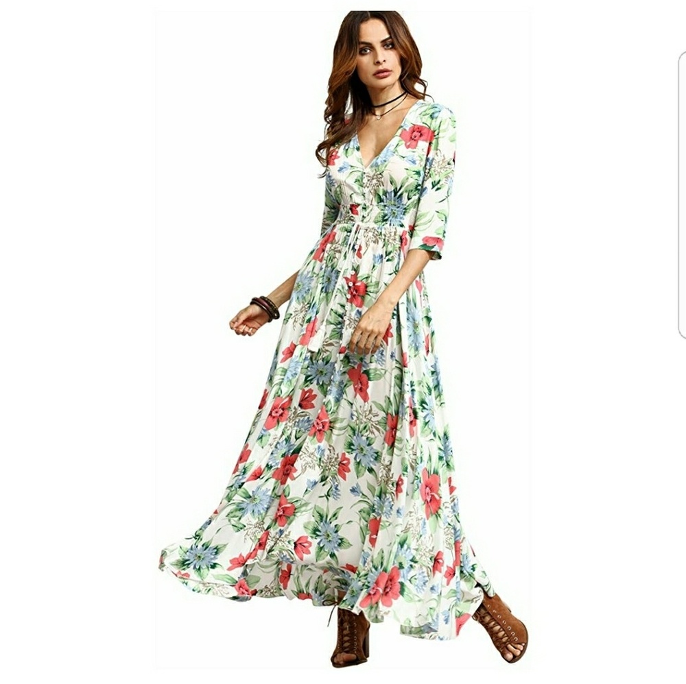 Sz XXL Floral Button Maxi Dress!